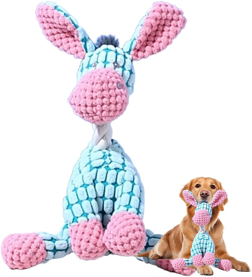 Durable Plush Dog Toy for Strong Chewers with Squeaker for Puppies and Adult Dogs Brown