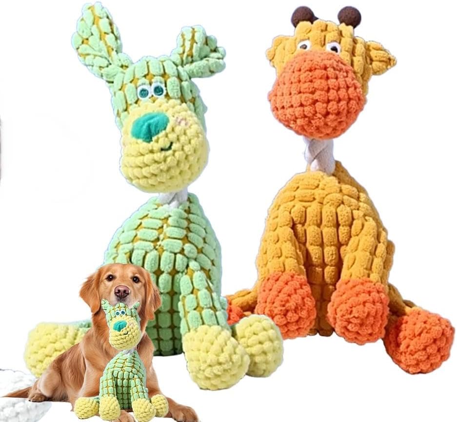 Durable Plush Dog Toy for Strong Chewers with Squeaker for Puppies and Adult Dogs Brown