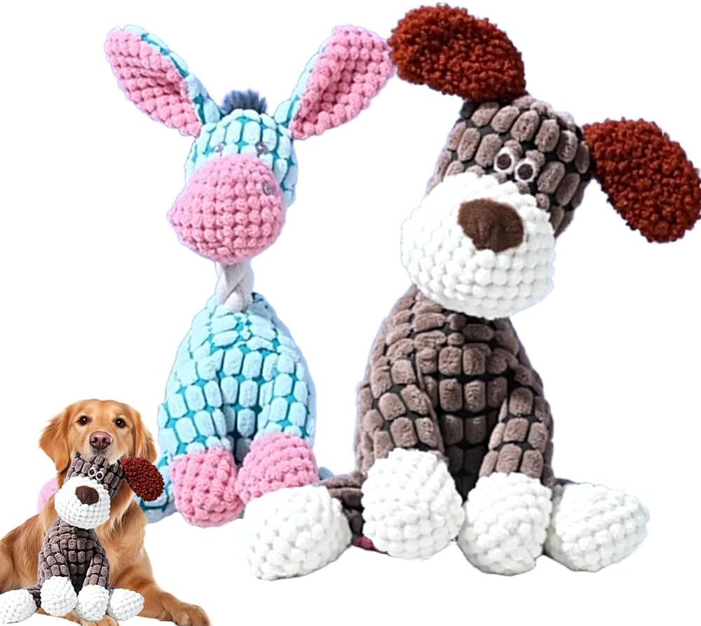 Durable Plush Dog Toy for Strong Chewers with Squeaker for Puppies and Adult Dogs Brown