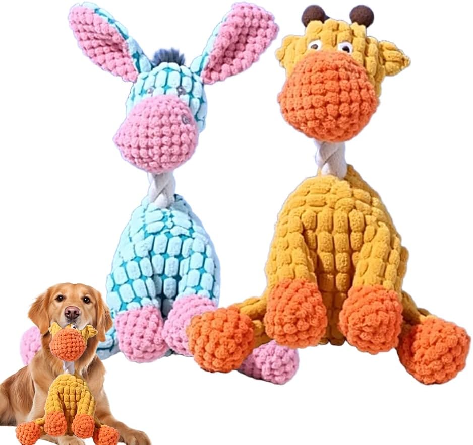 Durable Plush Dog Toy for Strong Chewers with Squeaker for Puppies and Adult Dogs Brown