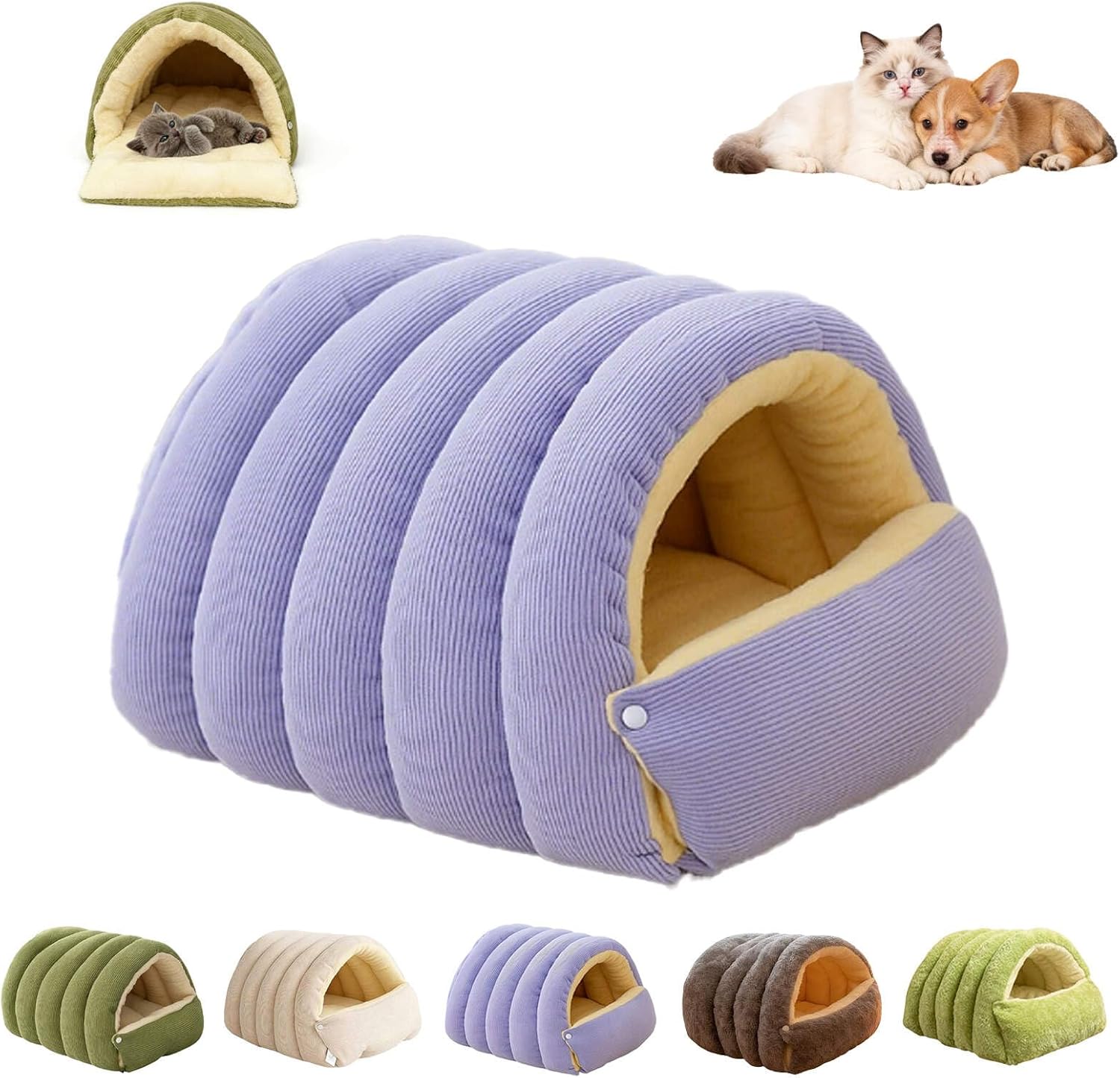 Cozy Hooded Cat Cave Bed – Warm Plush Enclosed Pet Bed for Indoor Cats & Small Dogs