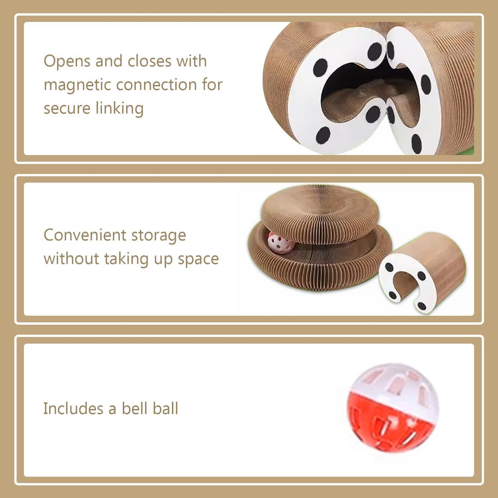 Foldable Cardboard Cat Scratcher Toy for Indoor Cats, Interactive Magic Organ Scratch Board for Play, Scratching & Boredom Relief