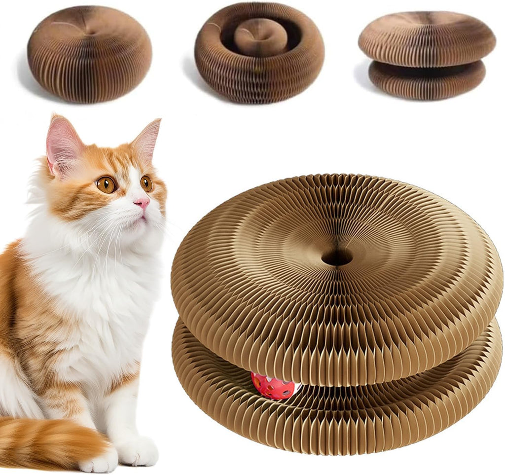 Foldable Cardboard Cat Scratcher Toy for Indoor Cats, Interactive Magic Organ Scratch Board for Play, Scratching & Boredom Relief