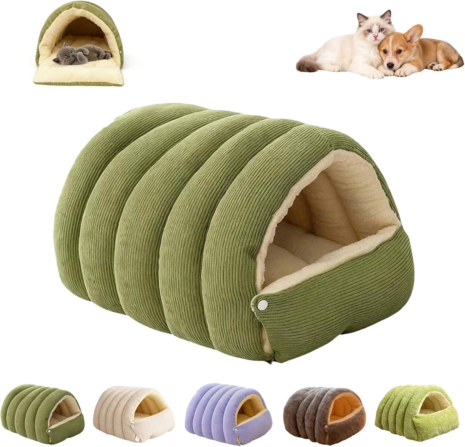 Cozy Hooded Cat Cave Bed – Warm Plush Enclosed Pet Bed for Indoor Cats & Small Dogs