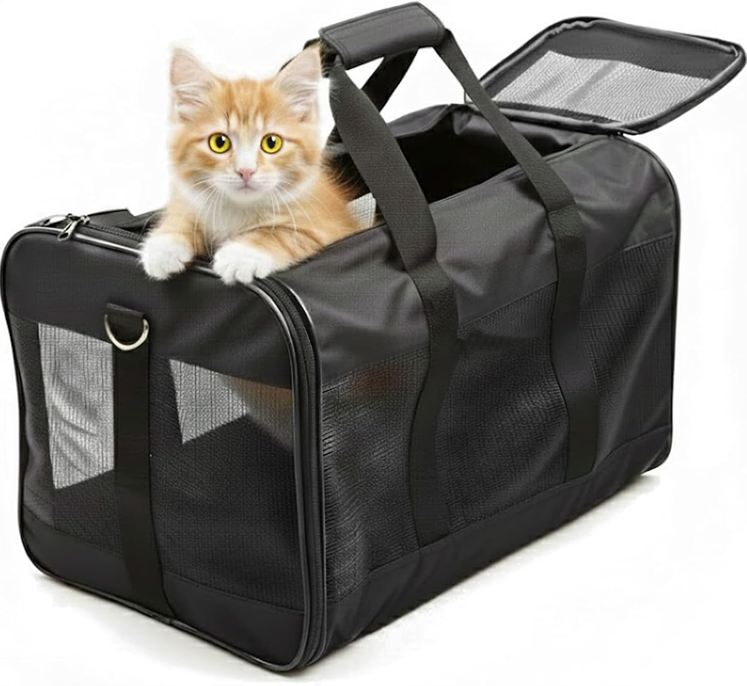 Soft-Sided Pet Travel Carrier for Cats & Small Dogs Collapsible & Durable · 17" x 12" x 12" · Up to 17 lbs · Black