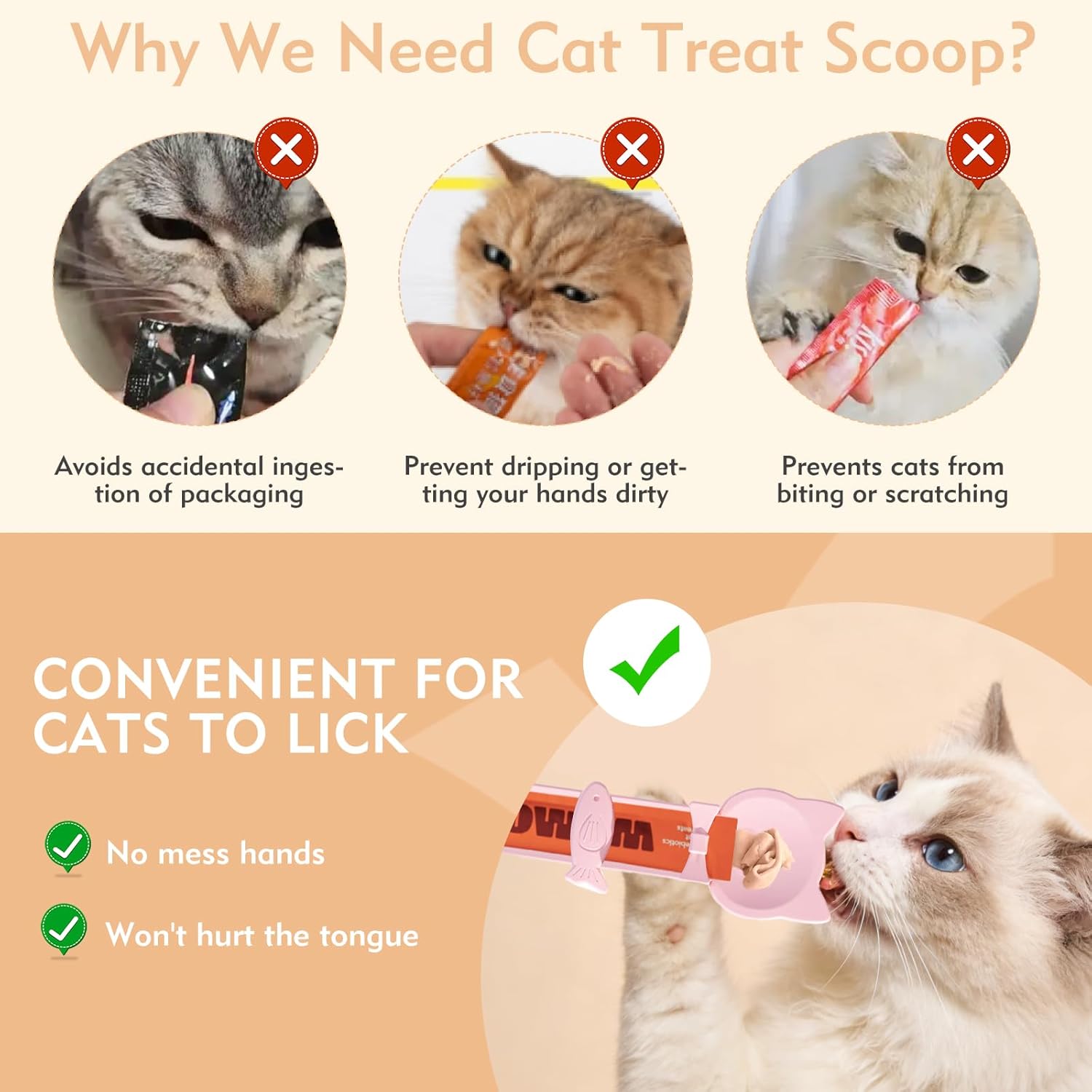3-Pack Cat Treat Spoon Set – Lickable Treat & Wet Food Feeder for Cats and Small Pets