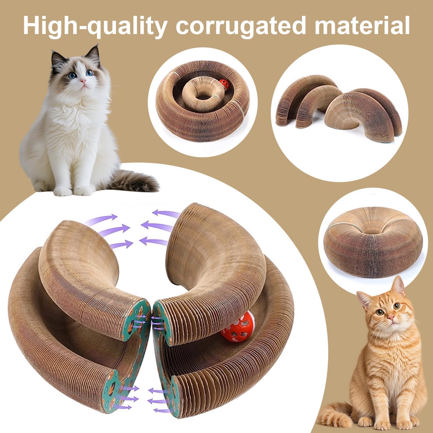Foldable Cardboard Cat Scratcher Toy for Indoor Cats, Interactive Magic Organ Scratch Board for Play, Scratching & Boredom Relief