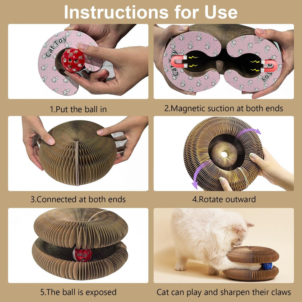 Foldable Cardboard Cat Scratcher Toy for Indoor Cats, Interactive Magic Organ Scratch Board for Play, Scratching & Boredom Relief